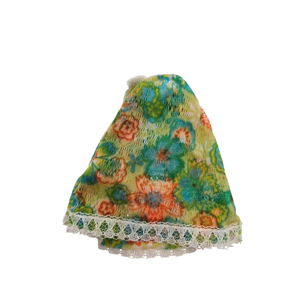 Vintage 1970's Marx SINDY Doll Lingerie Slip Skirt Floral Lace Green Blue Orange